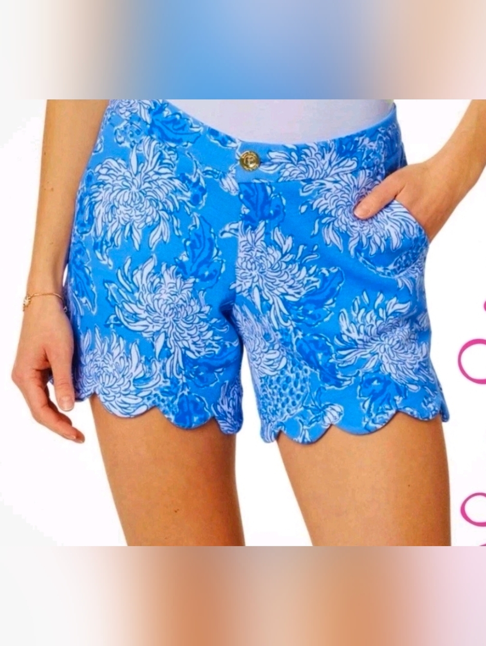 Lilly Pulitzer Buttercup Knit Short Boca Blue Croc It And Lock It Size 6 - Picture 4 of 16